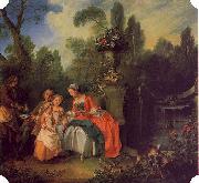 Nicolas Lancret A Lady and Gentleman with Two Girls in a Garden USA oil painting artist